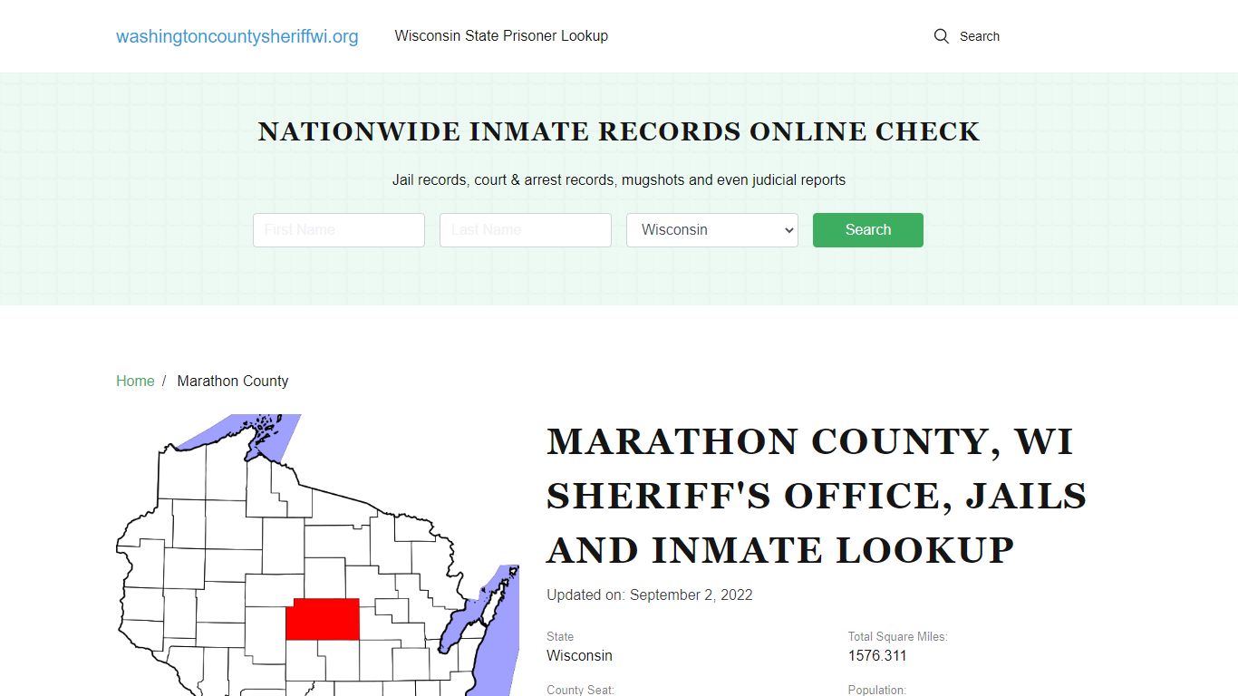 Marathon County WI Sheriff's Office, Jails and Inmate Lookup